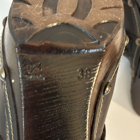 SBICCA Brown Braided Studded Leather Platform Mules w/4.5" Composite Heel 38/7.5 - Picture 7 of 10